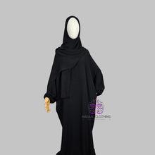 Load image into Gallery viewer, Luxury Prayer Abaya with Attached Hijab - Black