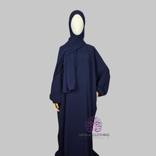 Load image into Gallery viewer, Luxury Prayer Abaya with Attached Hijab - Navy