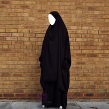 Load image into Gallery viewer, Jilbab Aa'isha 2 Piece | Elasticated headband - Black