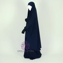 Load image into Gallery viewer, Jilbab Aa'isha 2 Piece | Elasticated headband - Navy
